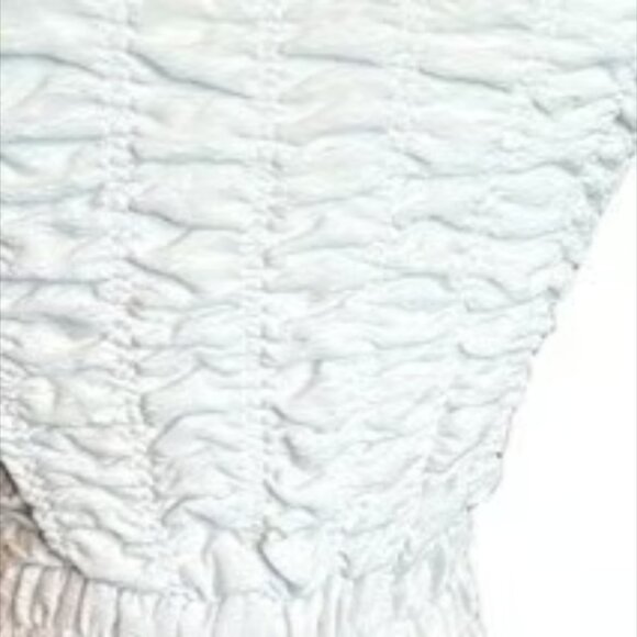 And Now This! White Dress Elastic Ruffle Sundress Strechy Smocked BOHO  Large - Picture 4 of 9